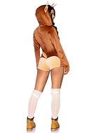 Fawn, costume romper, long sleeves, front zipper, tail, small dots